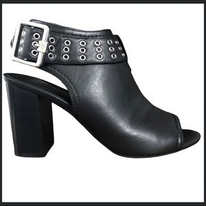 Tommy Hilfiger Slingback Peep Toe Bootie Chunky 3.5” Heel BLACK Size 7